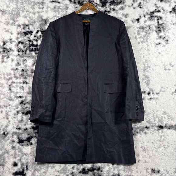 Lauren Ralph Lauren Jackets & Blazers - Lauren Ralph Lauren Jacket Womens 12 Black 100% Linen Open Pockets Minimal Lagen